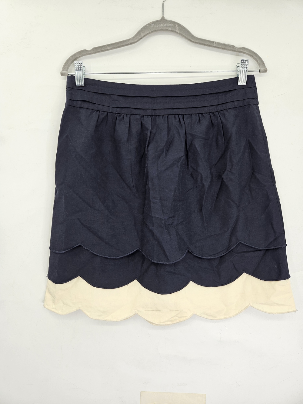 Floreat Navy and Cream Scalloped Mini Skirt